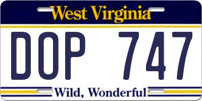 WV license plate DOP747