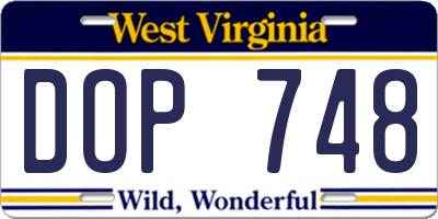 WV license plate DOP748