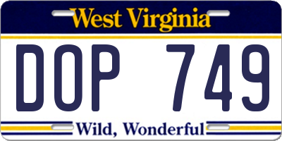 WV license plate DOP749