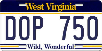WV license plate DOP750