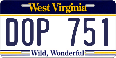 WV license plate DOP751