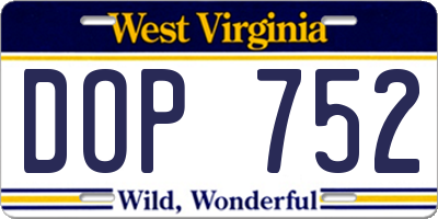 WV license plate DOP752