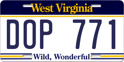 WV license plate DOP771
