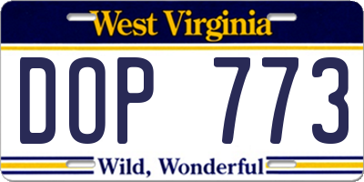 WV license plate DOP773