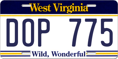 WV license plate DOP775