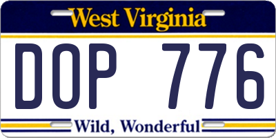 WV license plate DOP776