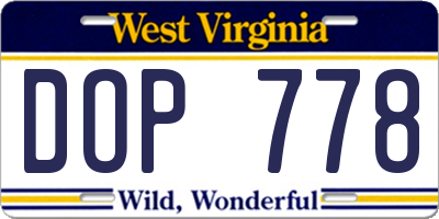 WV license plate DOP778