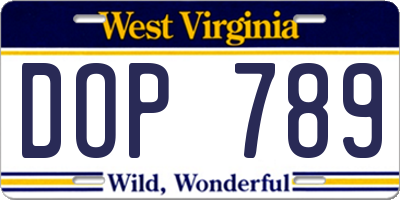 WV license plate DOP789