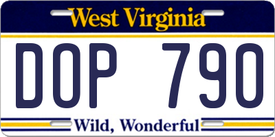 WV license plate DOP790