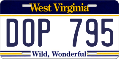 WV license plate DOP795