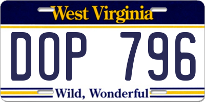 WV license plate DOP796