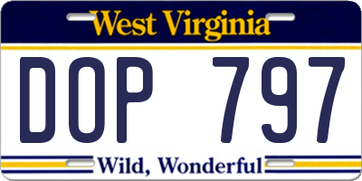 WV license plate DOP797