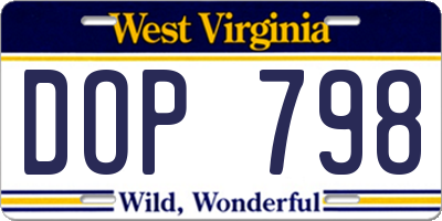 WV license plate DOP798