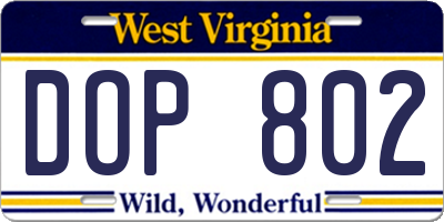 WV license plate DOP802