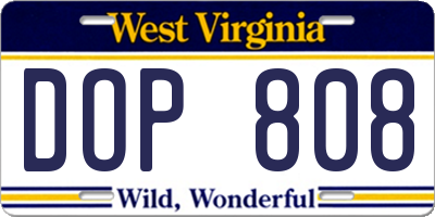 WV license plate DOP808
