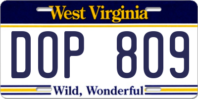 WV license plate DOP809