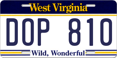 WV license plate DOP810