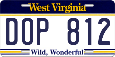 WV license plate DOP812