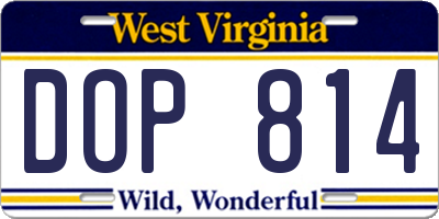 WV license plate DOP814