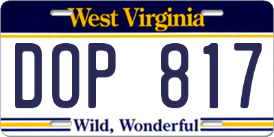 WV license plate DOP817