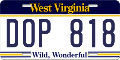 WV license plate DOP818