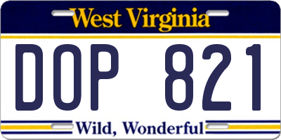 WV license plate DOP821