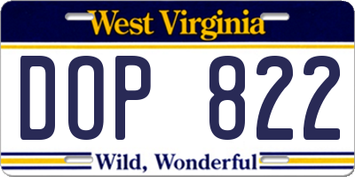 WV license plate DOP822