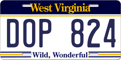 WV license plate DOP824