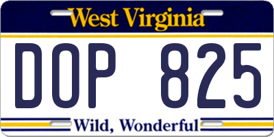 WV license plate DOP825