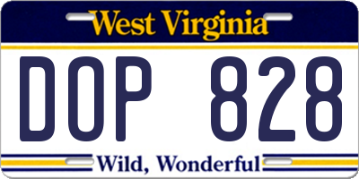 WV license plate DOP828