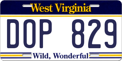 WV license plate DOP829