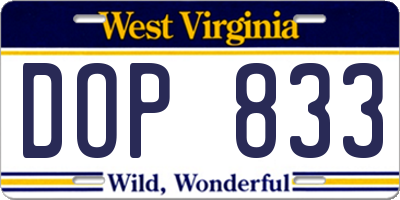 WV license plate DOP833