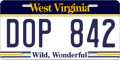WV license plate DOP842