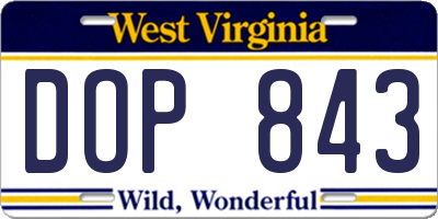 WV license plate DOP843