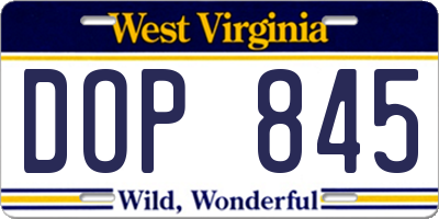 WV license plate DOP845