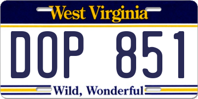 WV license plate DOP851