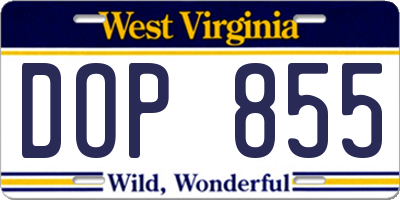 WV license plate DOP855