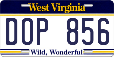 WV license plate DOP856
