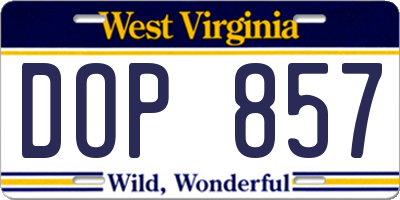 WV license plate DOP857