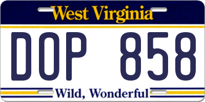 WV license plate DOP858