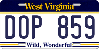 WV license plate DOP859