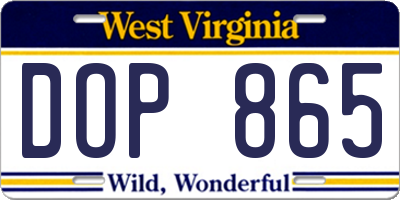 WV license plate DOP865