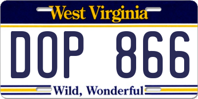 WV license plate DOP866