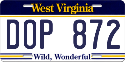 WV license plate DOP872