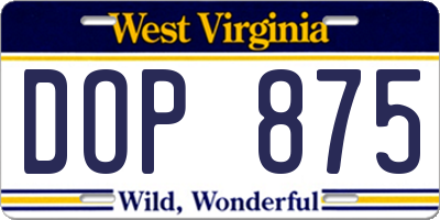 WV license plate DOP875