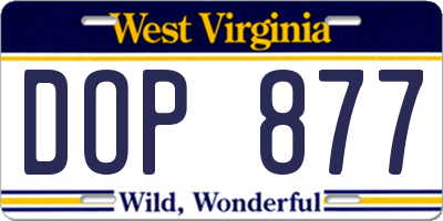 WV license plate DOP877