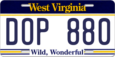 WV license plate DOP880