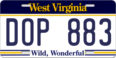 WV license plate DOP883