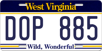 WV license plate DOP885