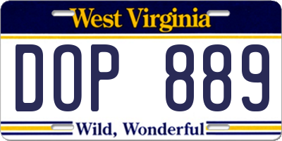 WV license plate DOP889